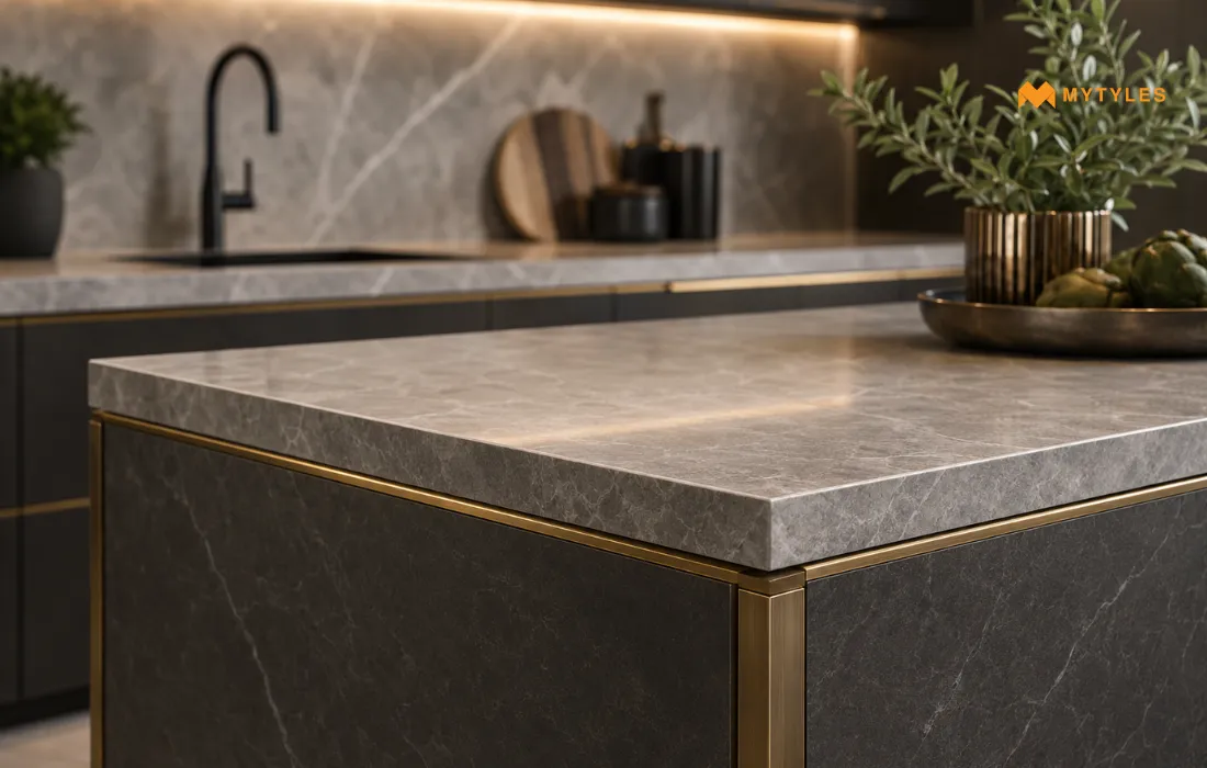 Metal beadings in kitchen